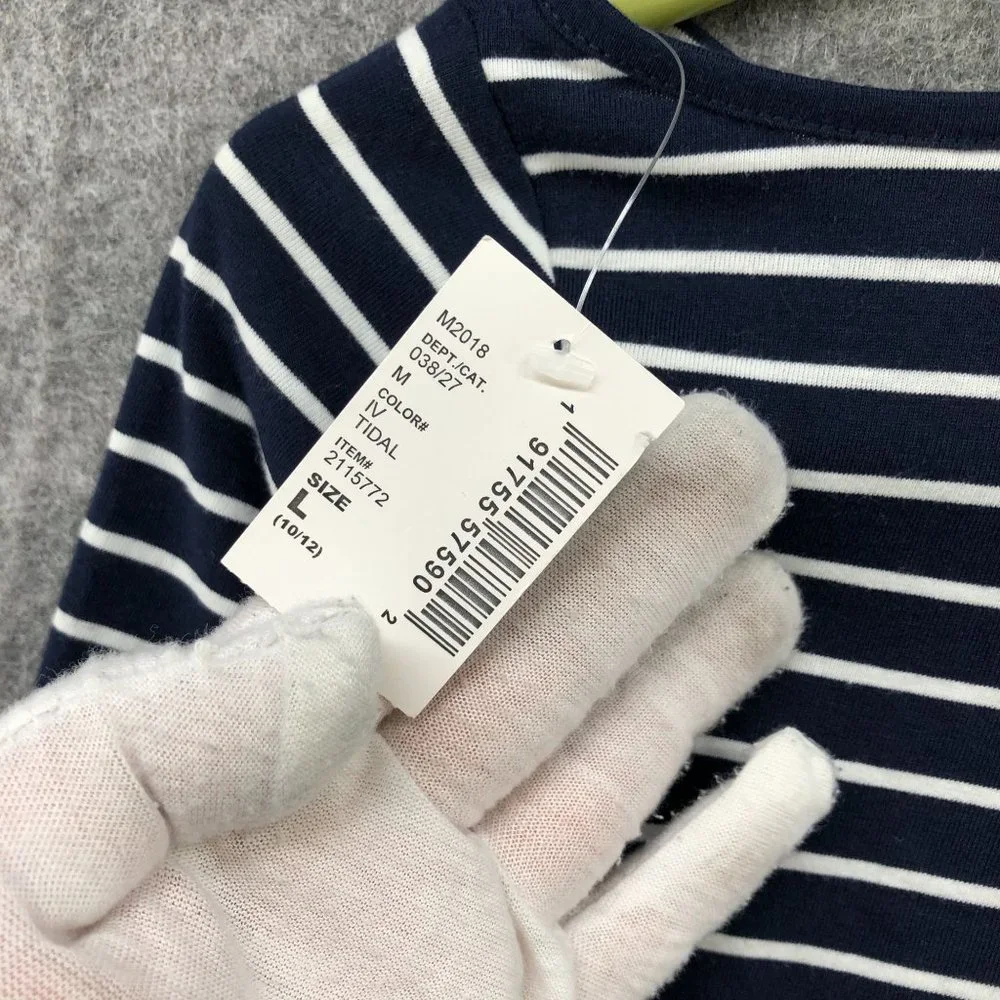 NWT The Children's Place Girls Size L (10/12) T Shirt Dress Cold Shoulder Stripe - Picture 8 of 10